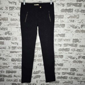 Erin Snow Dress Pants Womens 4 Slim Fit Tapered Leg Black Textured Nylon Fashion